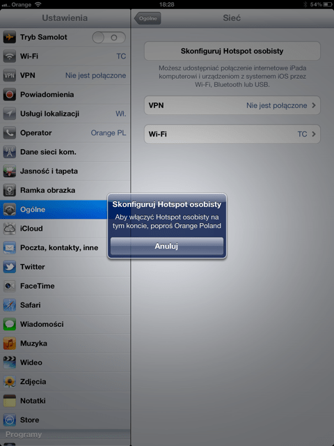Zdjęcie okładkowe wpisu Uruchamianie Hotspota osobistego na nowym iPadzie w Orange