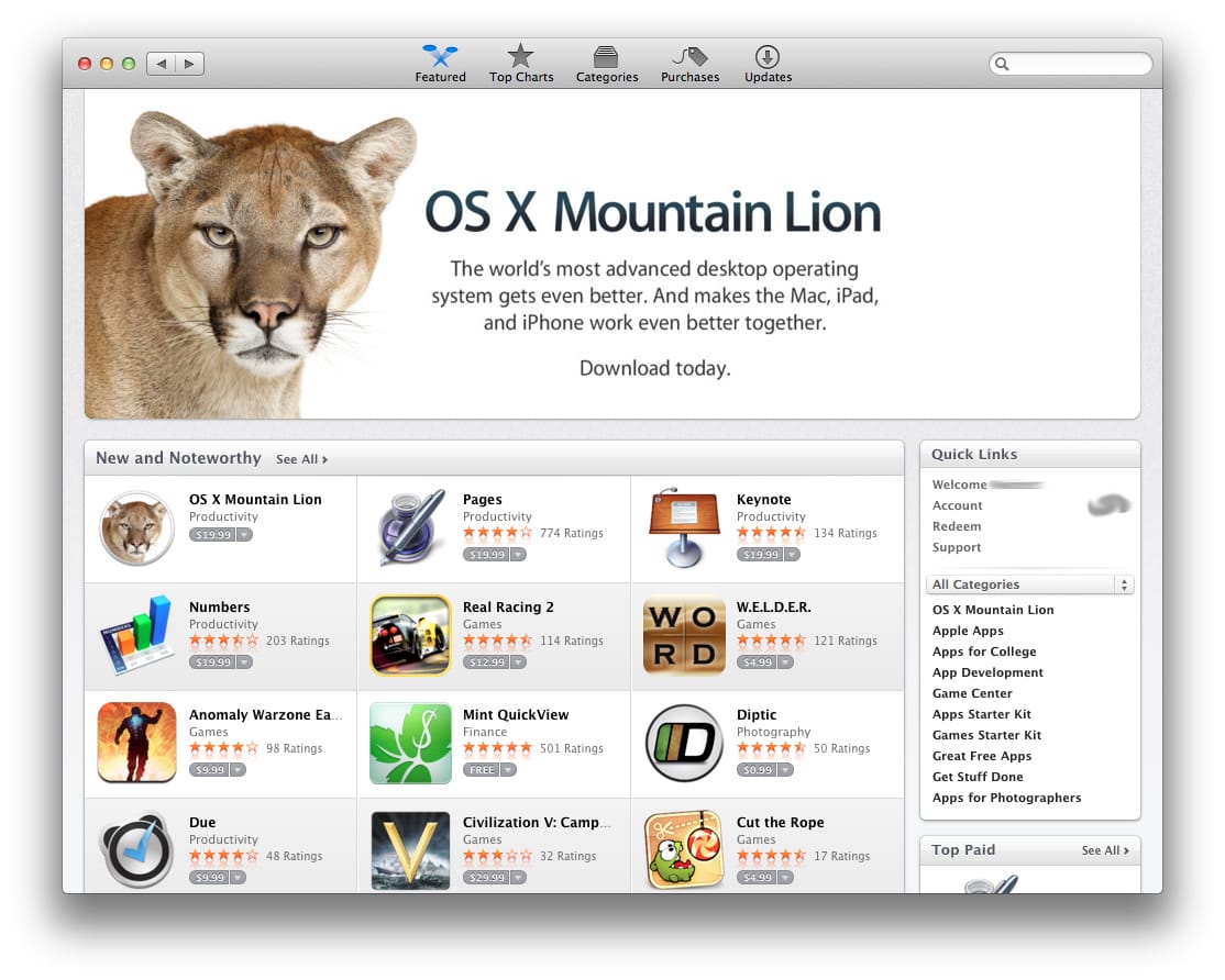 Zdjęcie okładkowe wpisu OSX 10.8 Mountain Lion już jest w Mac App Store