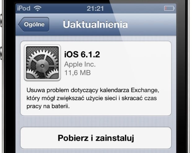 Aktualizacja iOS 6.1.2