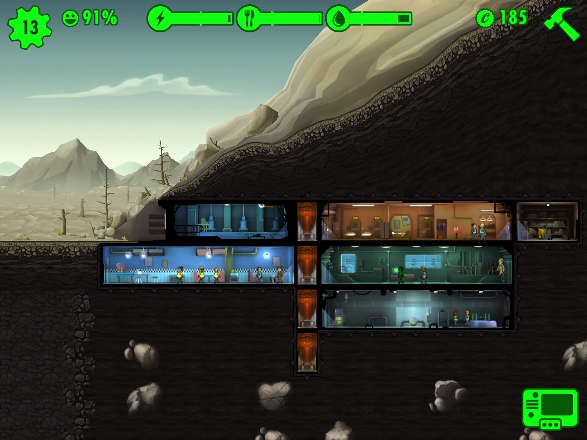 fallout shelter can you merge training rooms
