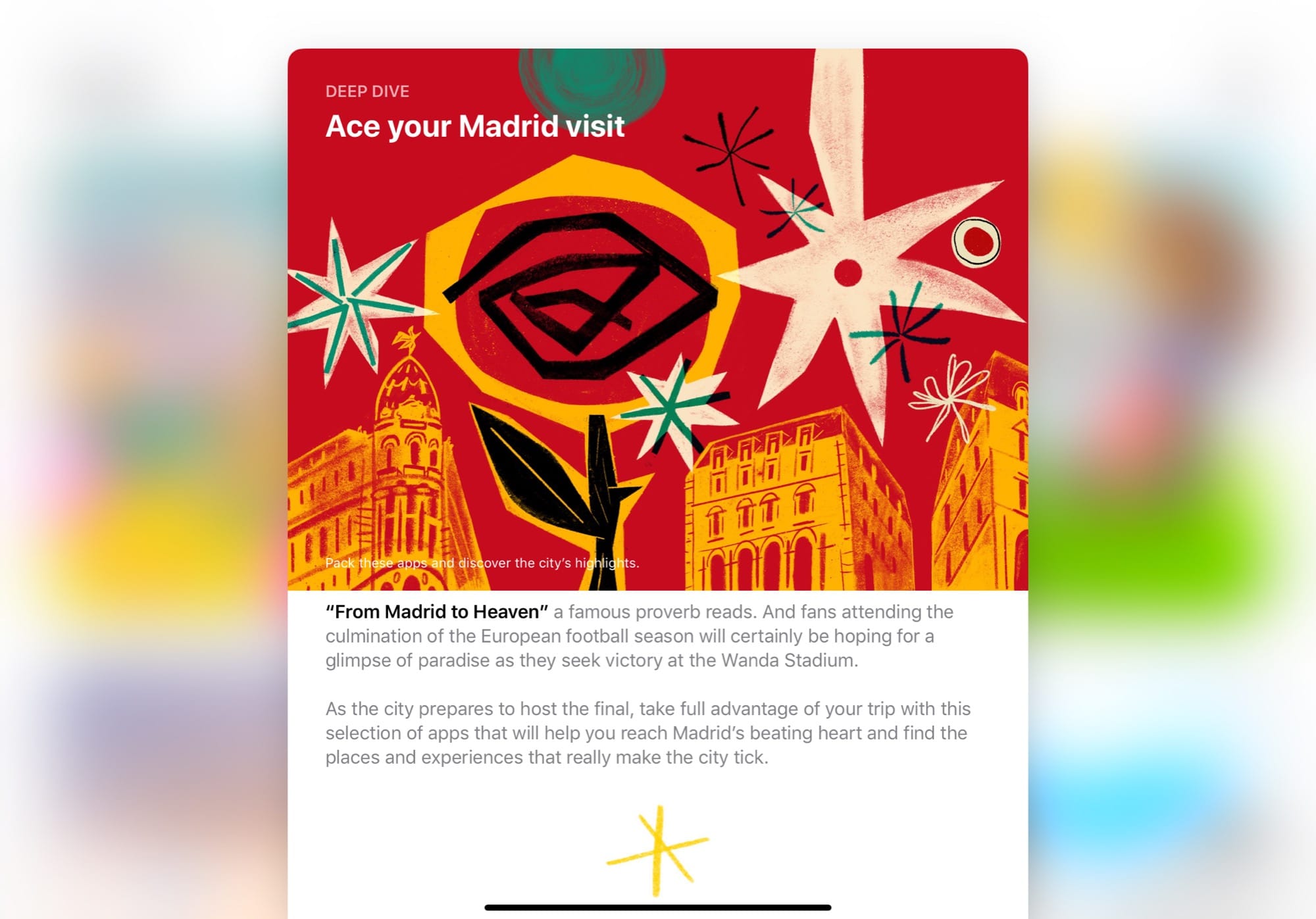Zdjęcie okładkowe wpisu Artykuł „Ace your Madrid visit” w App Store ilustrowany przez Pawła Jońcę