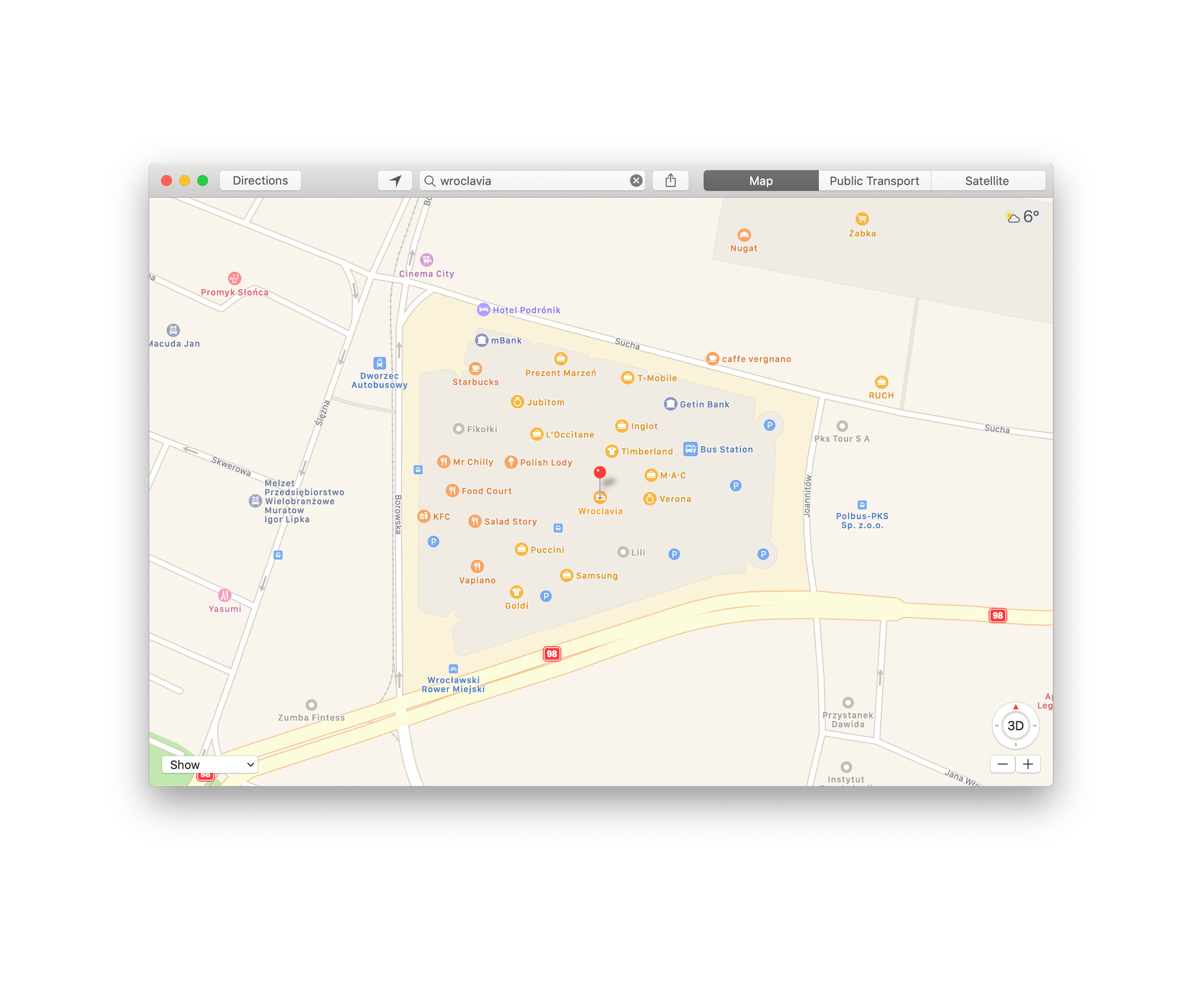 Zdjęcie okładkowe wpisu Wroclavia pierwszym obiektem handlowym z planem w Apple Maps