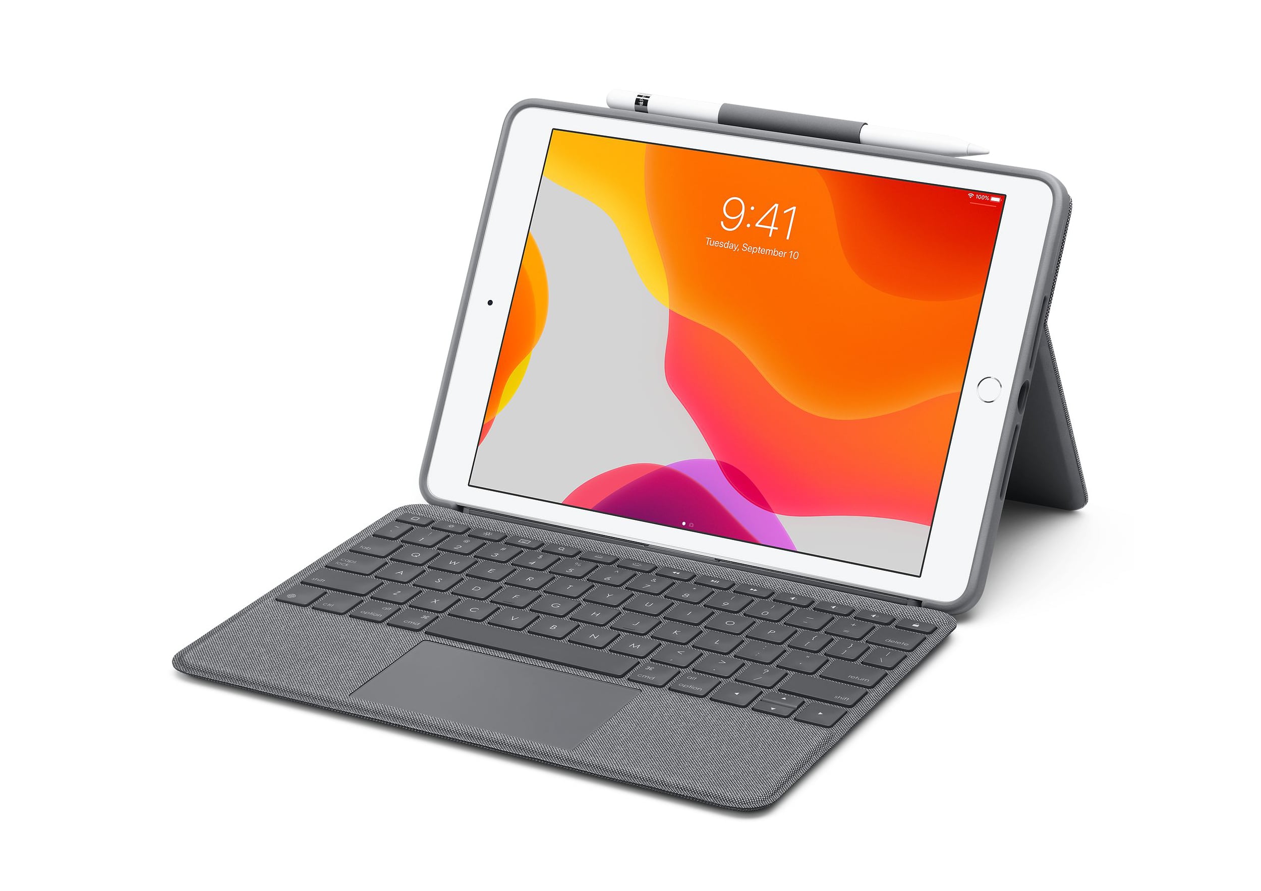 Zdjęcie okładkowe wpisu Logitech prezentuje etui z klawiaturą i gładzikiem dla iPada 7 generacji i iPada Air