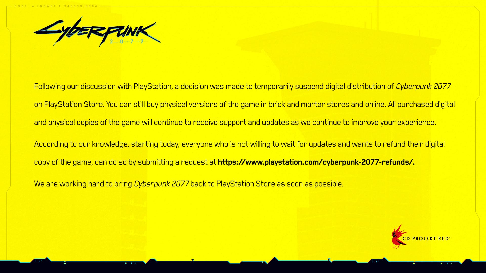 Zdjęcie okładkowe wpisu Cyberpunk 2077 tymczasowo usunięty z PlayStation Store