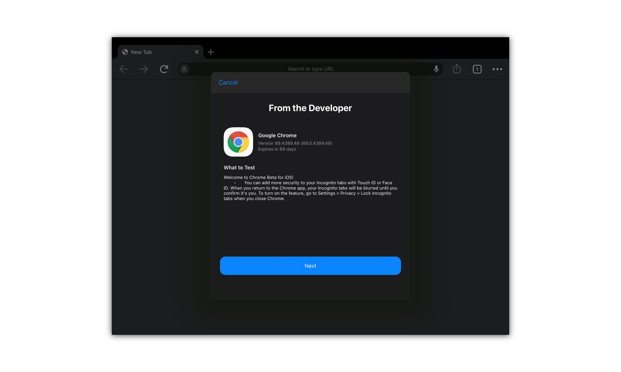 Zdjęcie okładkowe wpisu Google Chrome Beta na iOS/ iPadOS umożliwia blokowanie kart incognito za pomocą Face ID