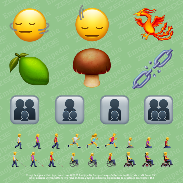 Ilustracja przedstawiająca nowe ikony emoji.