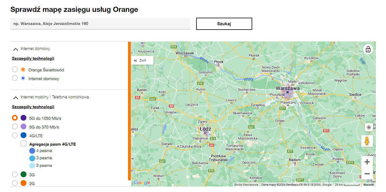 Mapa Orange 5G