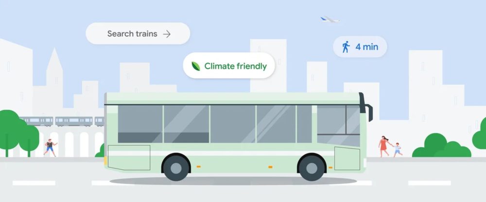 Zdjęcie okładkowe do wpis Aktualizacja Map Google – mniejszy wpływ na środowisko i więcej informacji o transporcie publicznym łącznie z rezerwacją biletów.
