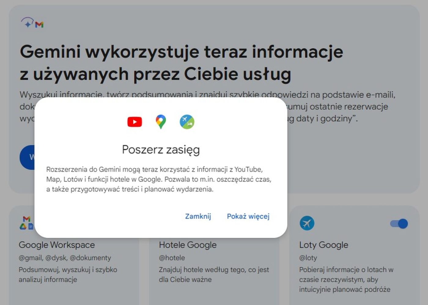 Gemini AI aktualizacja