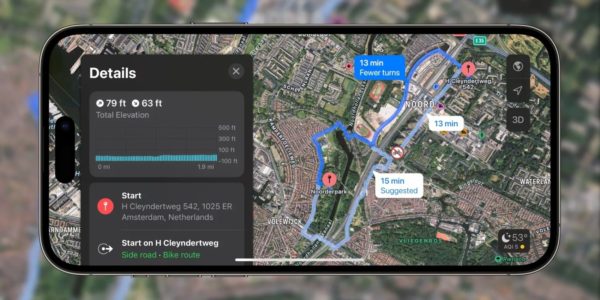 tras rowerowych Apple Maps