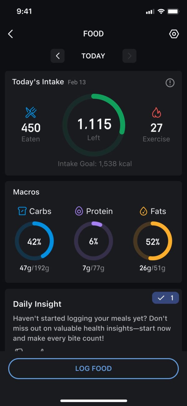 Amazfit Zepp Food Logging
