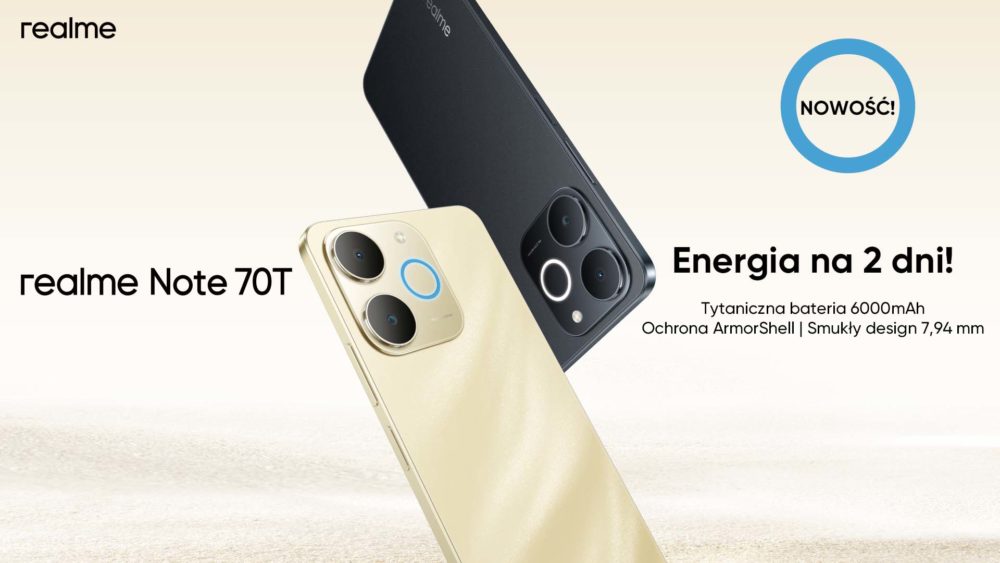 Zdjęcie okładkowe do wpis realme Note 70T wchodzi do Polski. Bateria 6000 mAh i wojskowa wytrzymałość w cenie od 399 zł
