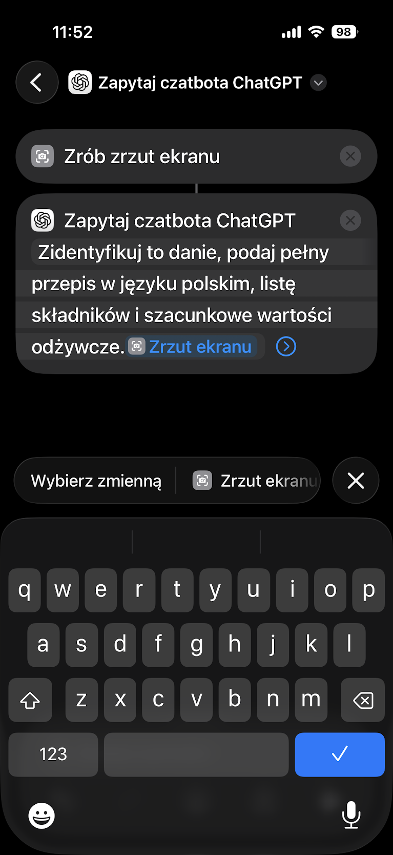 Skróty iPhone AI