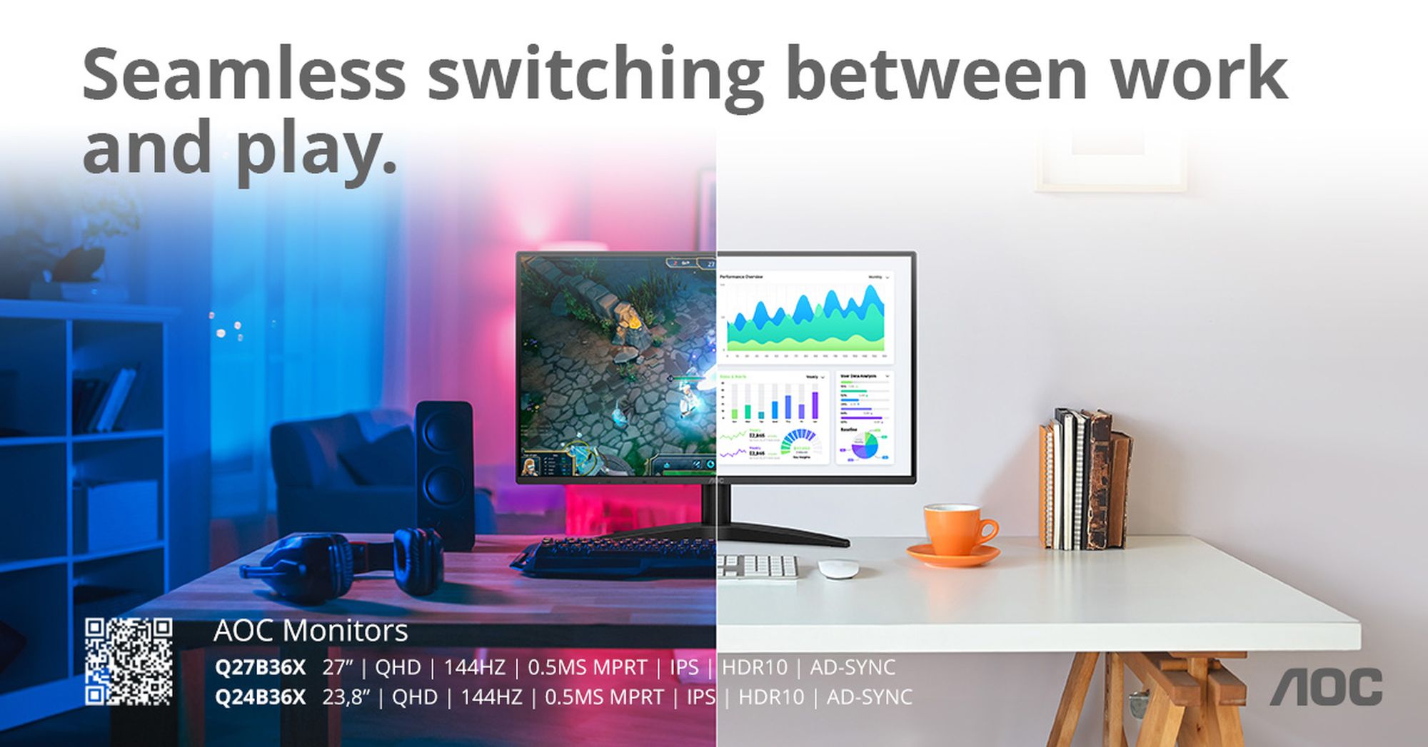 Koniec z 60 Hz w biurze? AOC wprowadza tanie monitory QHD z odświeżaniem 144 Hz