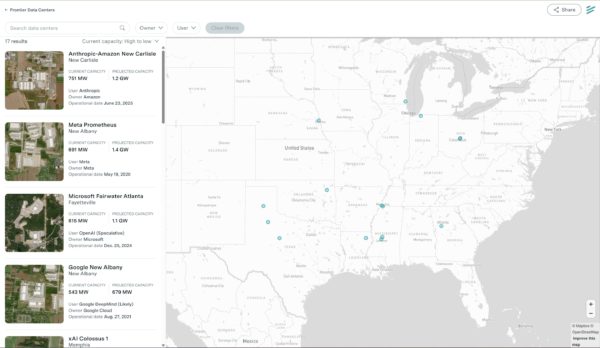 mapa centrów danych AI