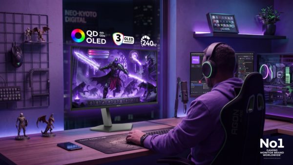 Zdjęcie okładkowe do wpis QD-OLED 4. generacji i&nbsp;DisplayPort 2.1 bez&nbsp;kompresji. AOC odświeża flagowca z&nbsp;myślą o&nbsp;przyszłości