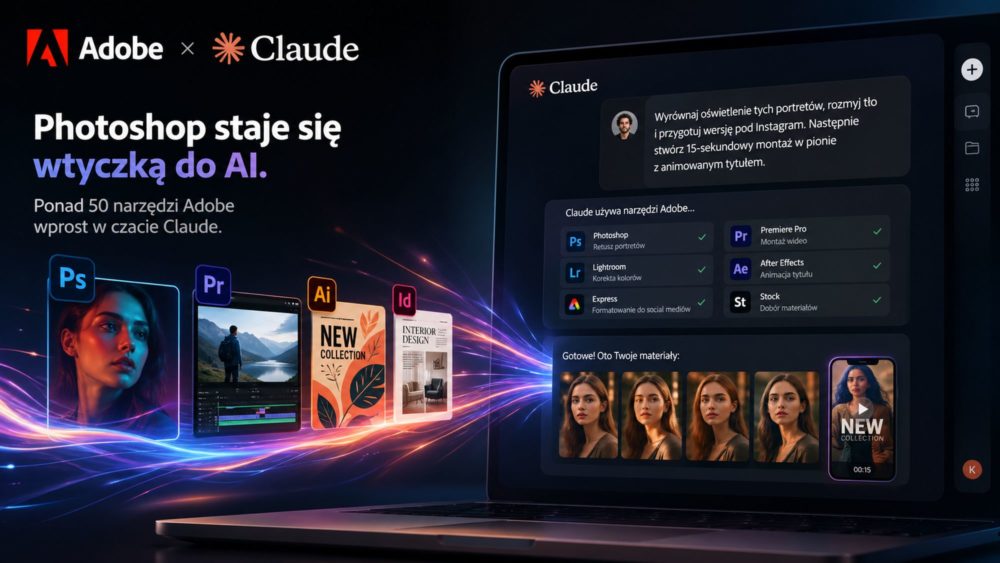 Zdjęcie okładkowe do wpis Photoshop staje się wtyczką do&nbsp;AI. Adobe w&nbsp;pełni integruje ponad 50 swoich narzędzi z&nbsp;Claude