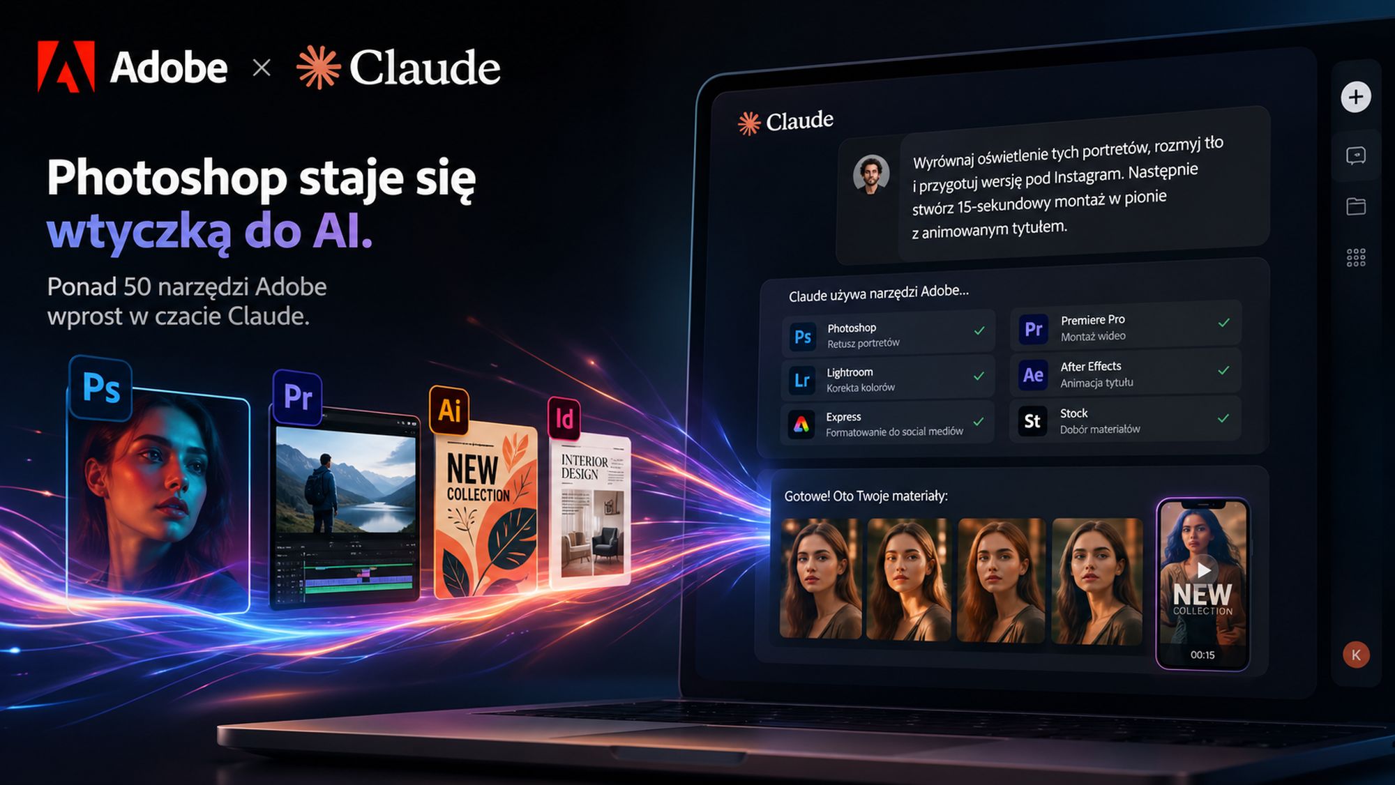 Zdjęcie okładkowe wpisu Photoshop staje się wtyczką do&nbsp;AI. Adobe w&nbsp;pełni integruje ponad 50 swoich narzędzi z&nbsp;Claude