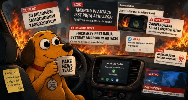Android Auto wirus (rysunek wygenerowany przez AI)